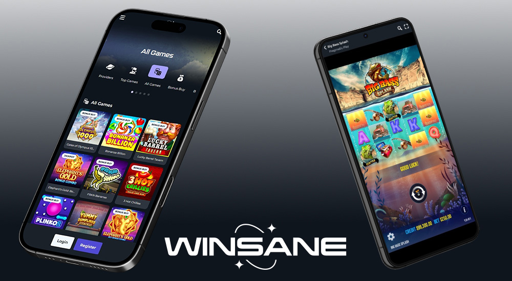 Preview of responsive UI at the Winsane online casinu and bookmaker