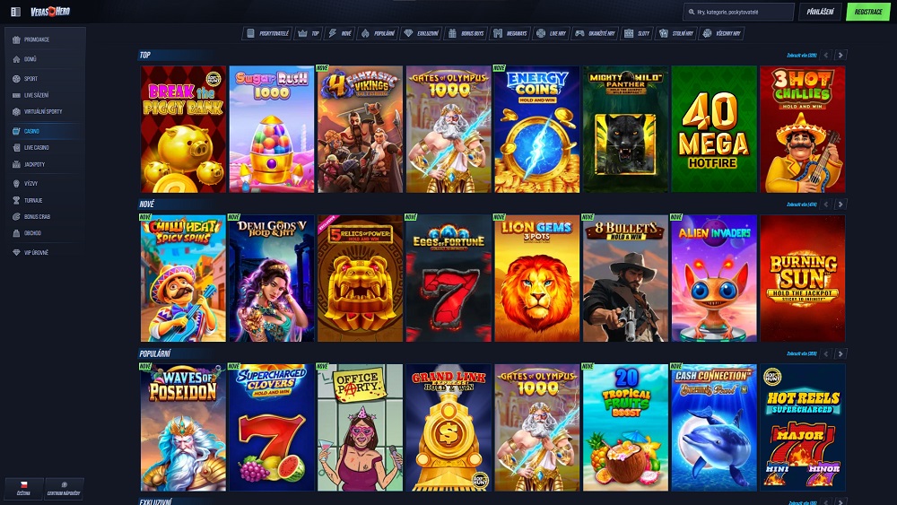 Vista previa de las tragaperras en el casino online VegasHero