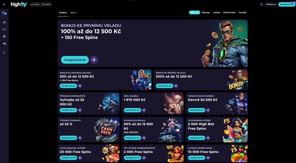 Náhled bonusůa promoakcí v online casinu HighFlyBet