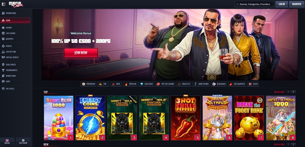 MafiaCasino homepage