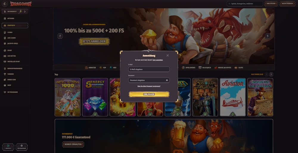 Dragonia Anmeldung