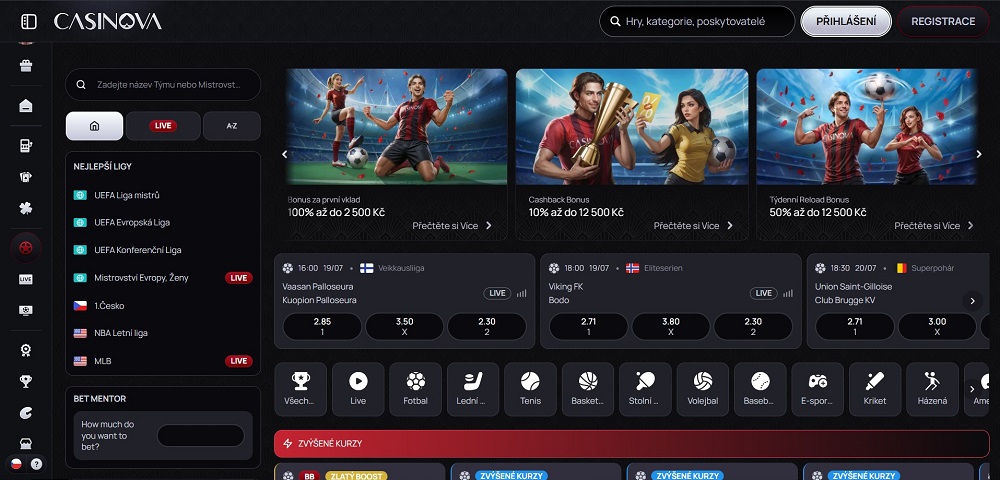 Startseite von Casinova