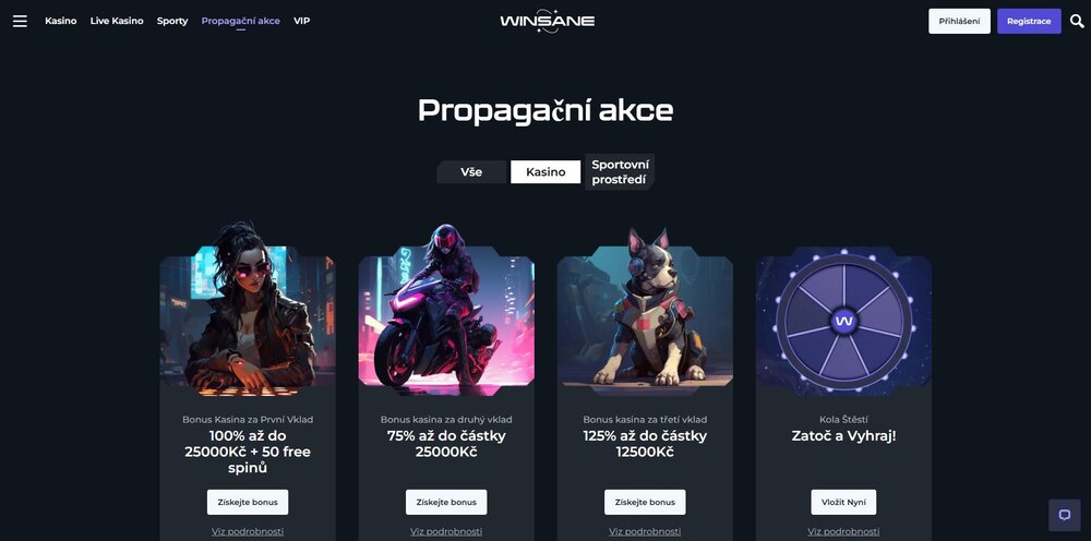 oferta de bonificaciones de winsane