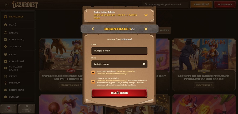 Dazardbet registrace