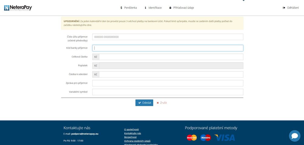 neterapay výběr peněz