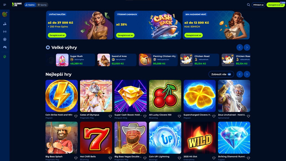 Náhled online slotů v online casinu Billionairespin