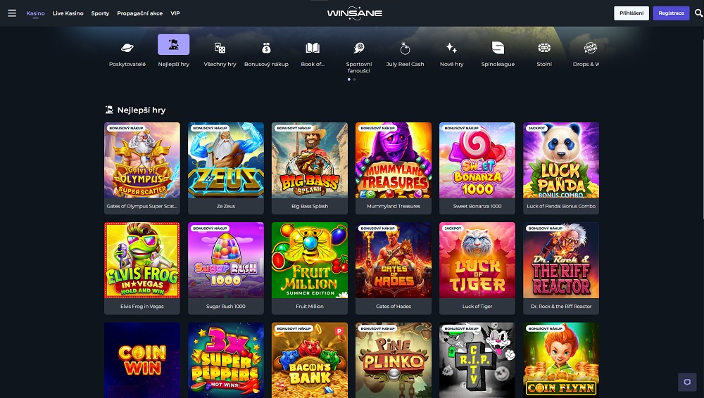 Vista previa de las mejores tragaperras en el casino online Winsane