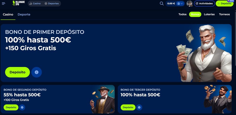 Billionairespin bono sin depósito