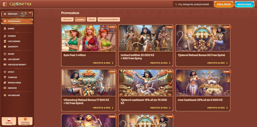 cleobetra přehled bonusů