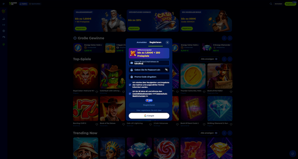 73003 Billionairespin Registrierung