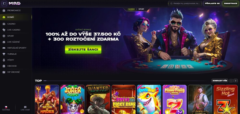 madcasino hlavní strana