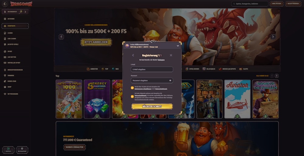 Dragonia Registrierung