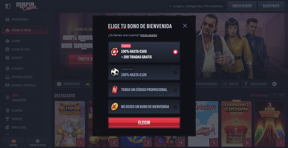 MafiaCasino registro