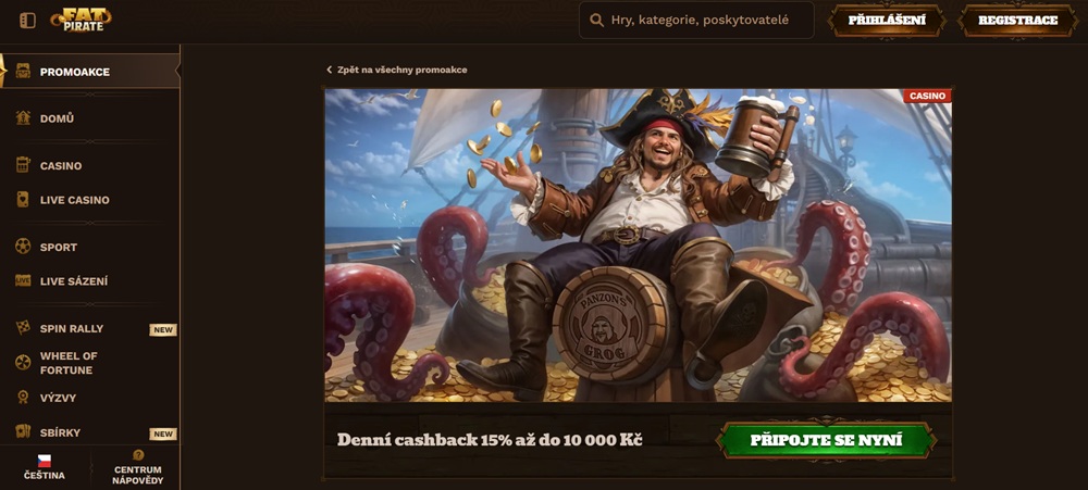 FatPirate cashbacky a bonusy