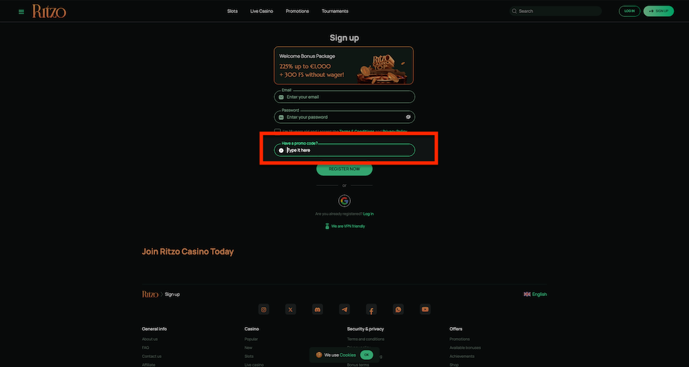 80651 Ritzo Promo Code