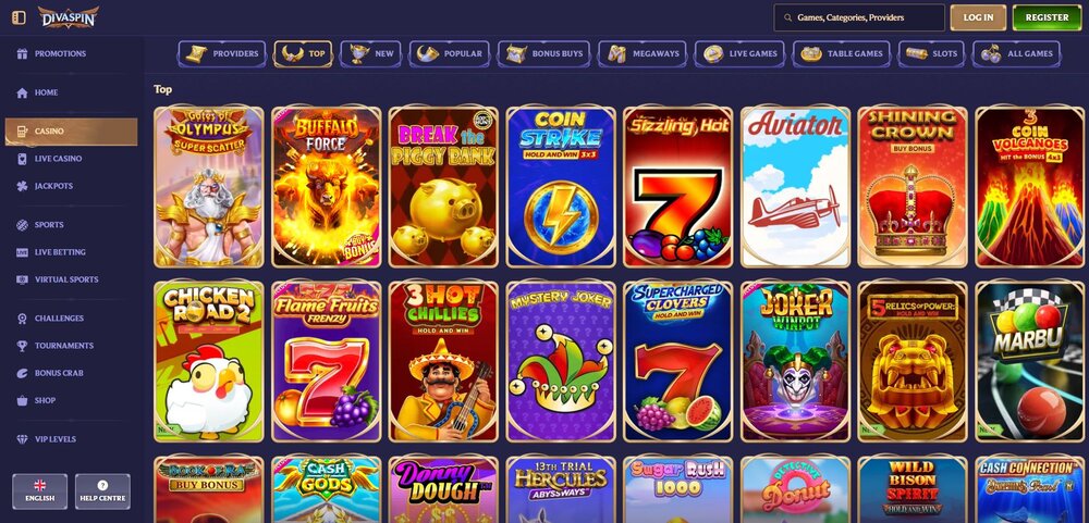 top slots in divaspin