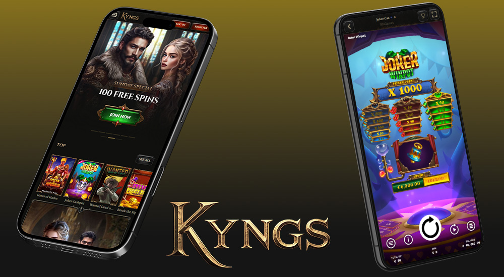Preview of the responsive layout of online casino Kyngs