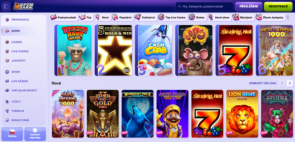 Casino Spinbara úvodní strana