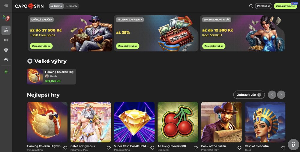 Capospin Casino-Startseite