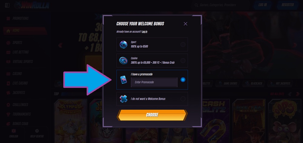 Win Rolla promo code