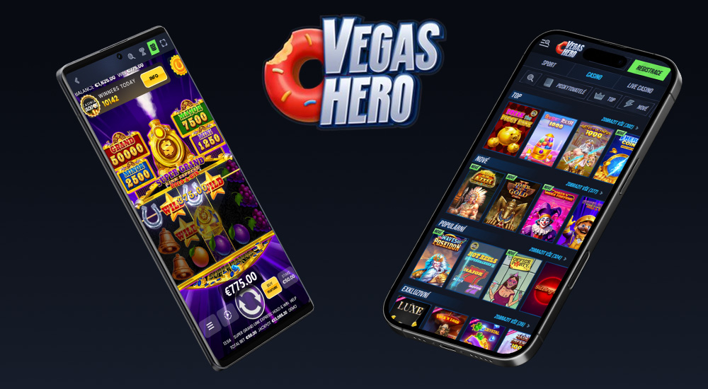 Náhled responzivního rozhraní webové stránky online casina a sázkové kanceláře VegasHero