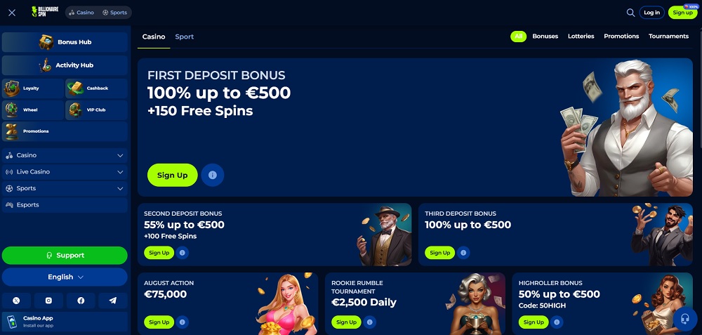 Billionairespin no deposit bonus