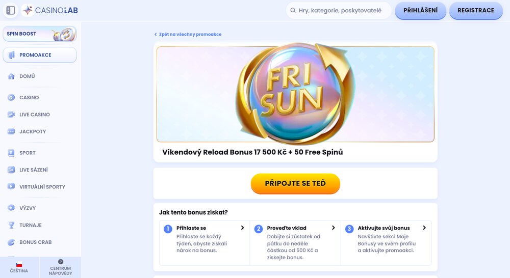 CasinoLab víkendový reload bonus