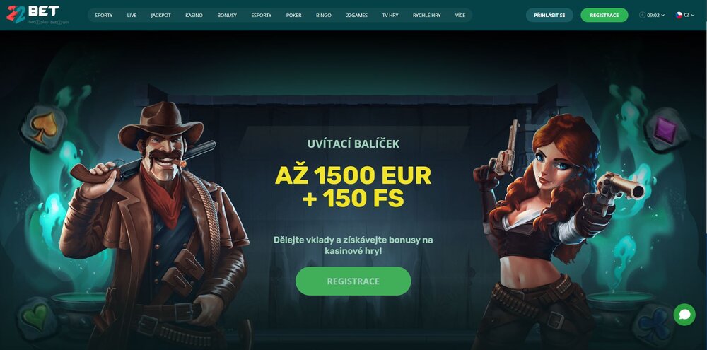 registrační bonus s free spiny v casinu 22bet