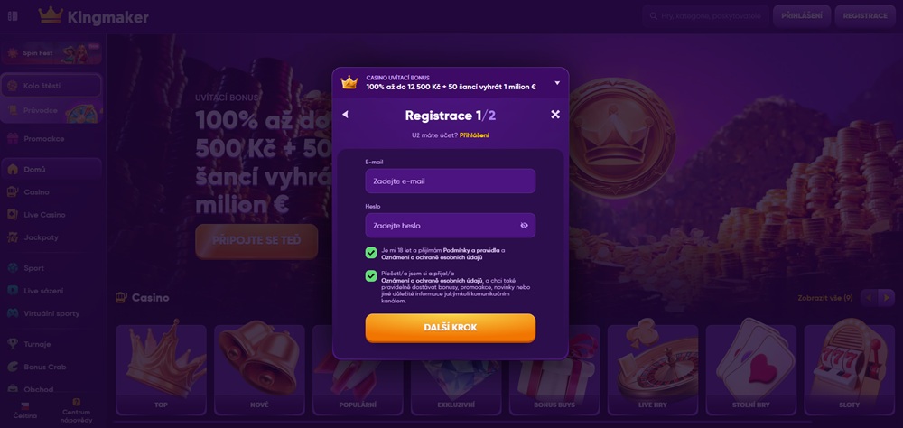 Registro en Kingmaker