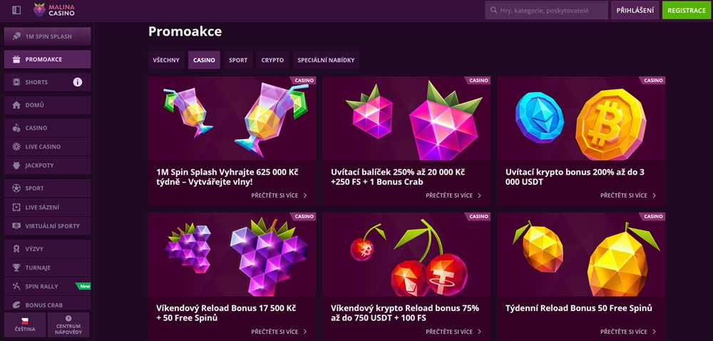 Malina Casino free spiny srpen 2025