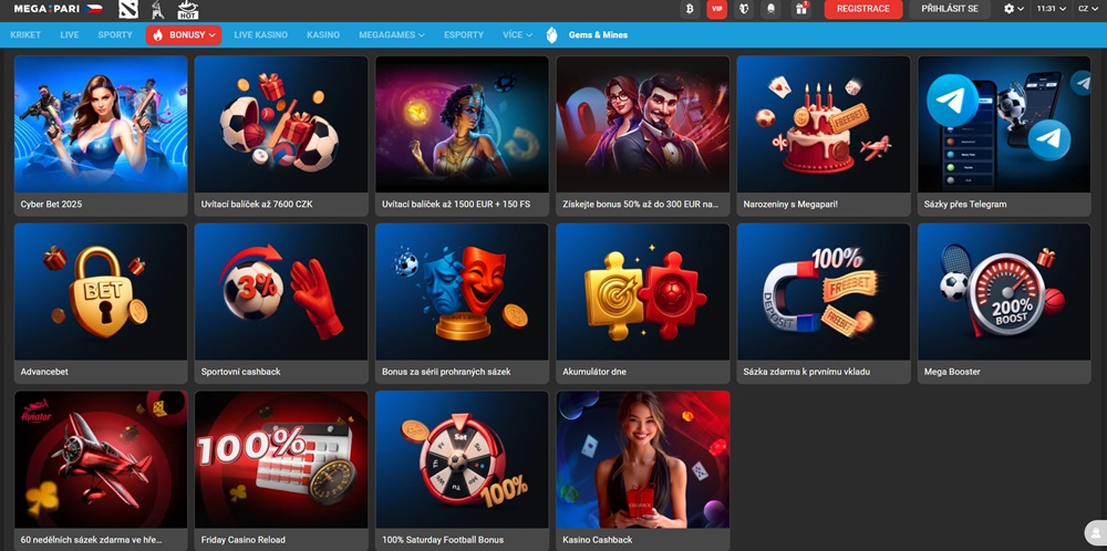  Megapari bonusy srpen 2025