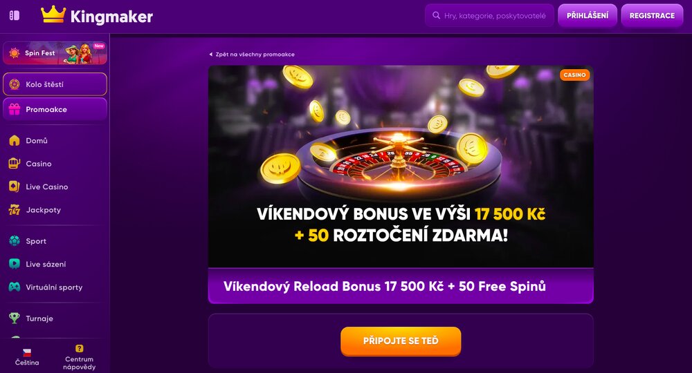 Kingmaker víkendový reload bonus