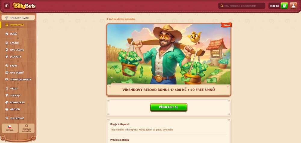 billybets víkendový reload bonus