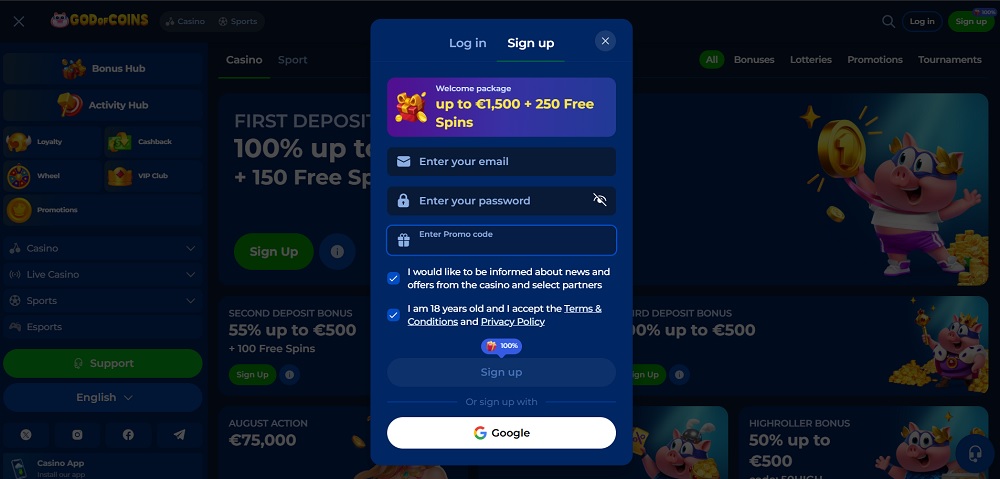 God of Coins promo code