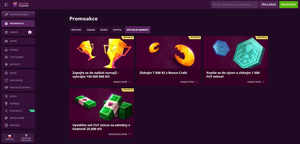 malina casino zářijové promoakce