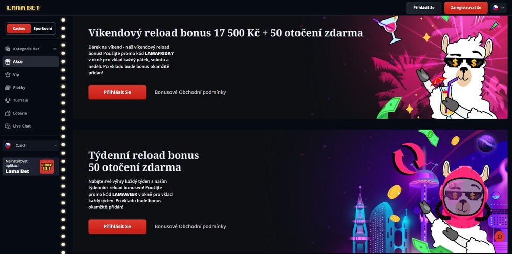 bonusová nabídka Lamabet