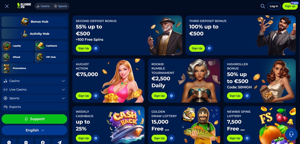 Billionairespin free spins