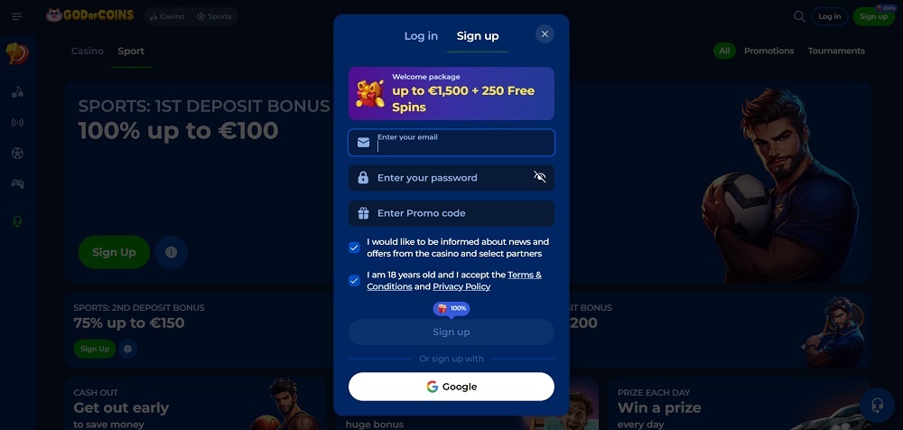 God of Coins registration