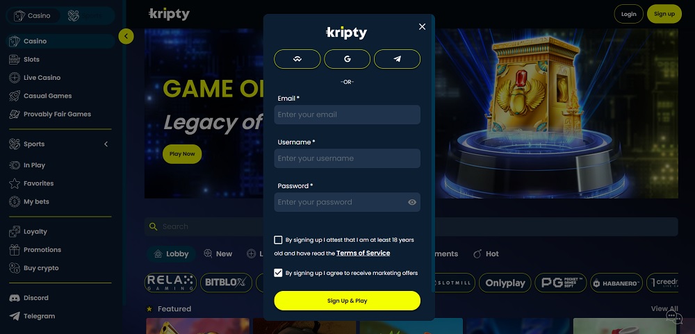 Kripty promo code