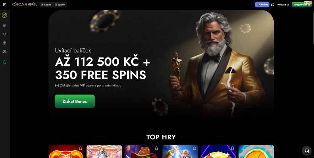 oscarspin free spiny v uvítacím balíčku