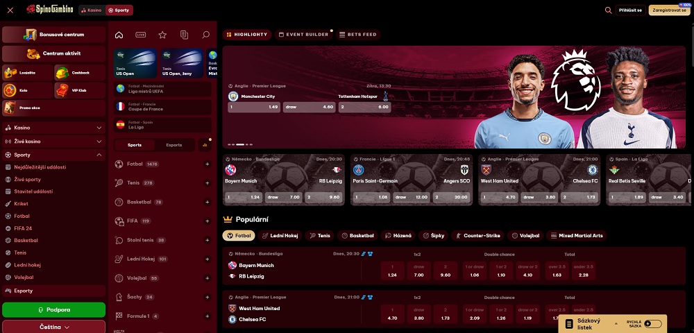 SpinoGambino sázková kancelář náhled