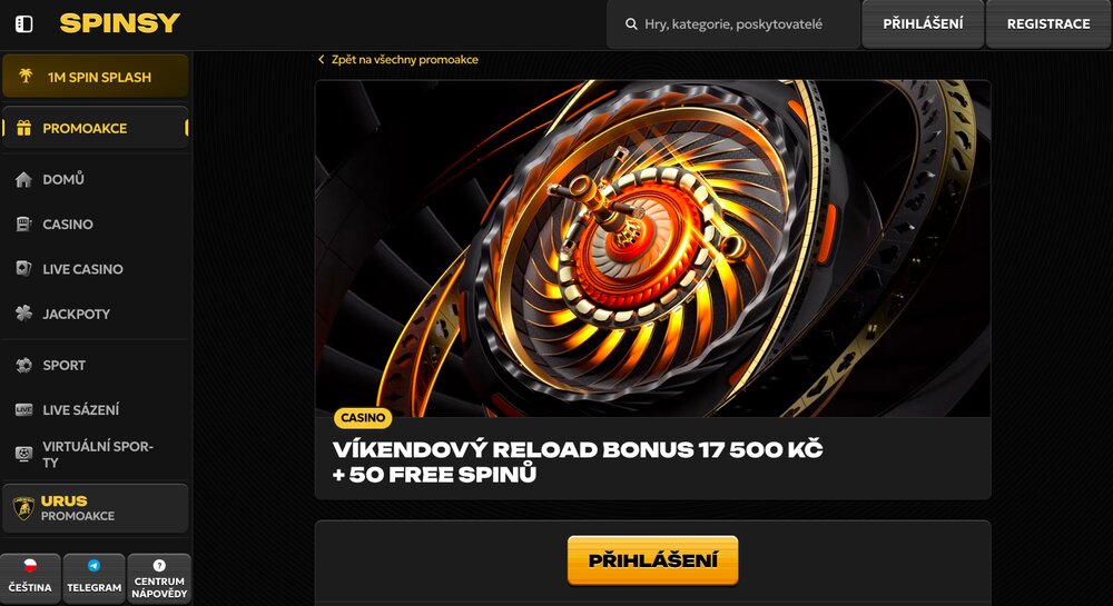 Spinsy víkendový reload bonus