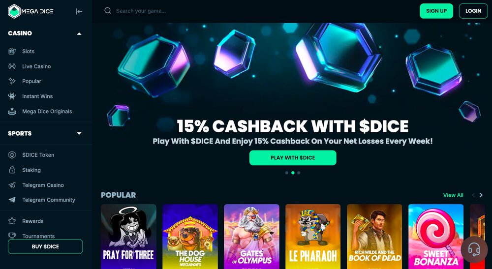 Mega Dice náhled webu