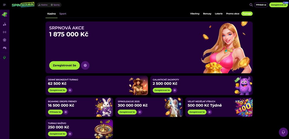 spinmama nabídka turnajů
