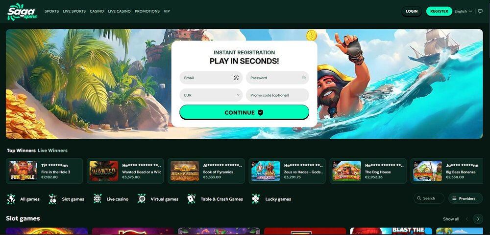 sagaspins casino hlavní strana