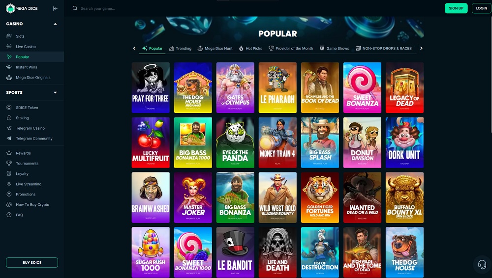 Náhled populárních slotů v online casinu Mega Dice