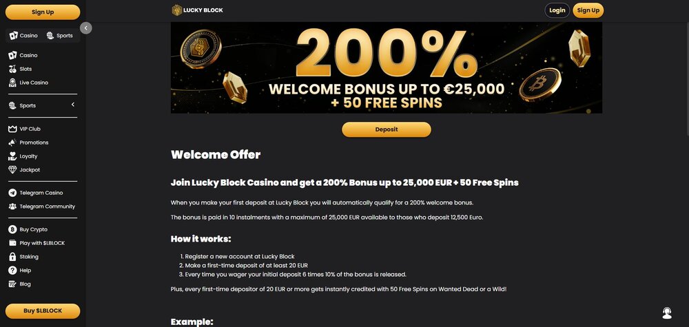 lucky block vstupní bonus