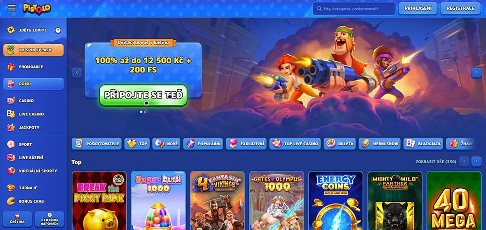Promoakce v casinu Pistolo: Vstupní bonus 12 500 Kč + 200 free spinů