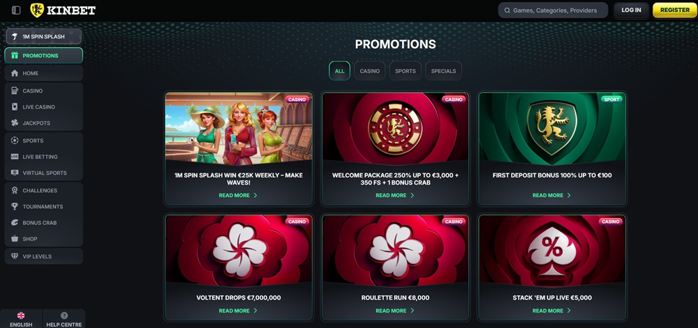 KinBet No deposit bonus