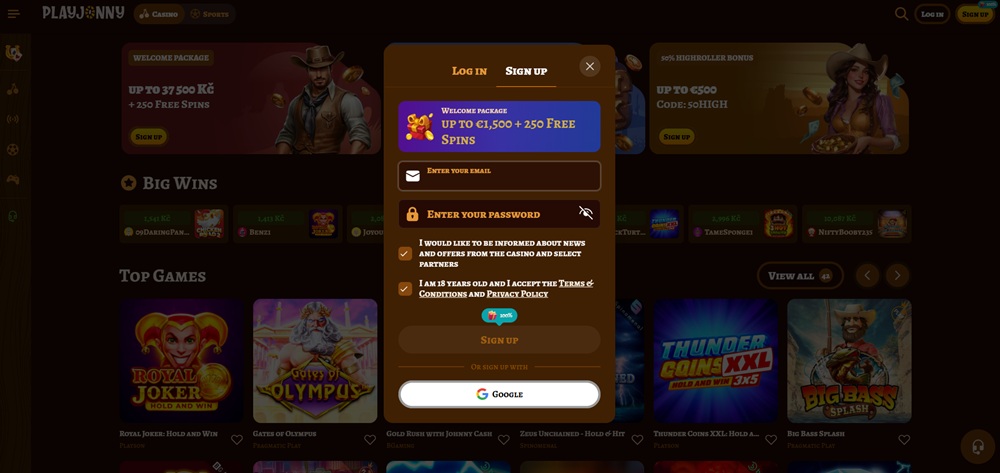 PlayJonny registration